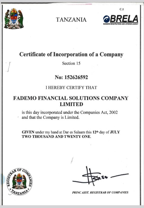 Company Regitration Certificate